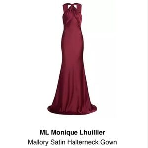 ML Monique Lhuillier Mallory Satin Halterneck Gown Size 6